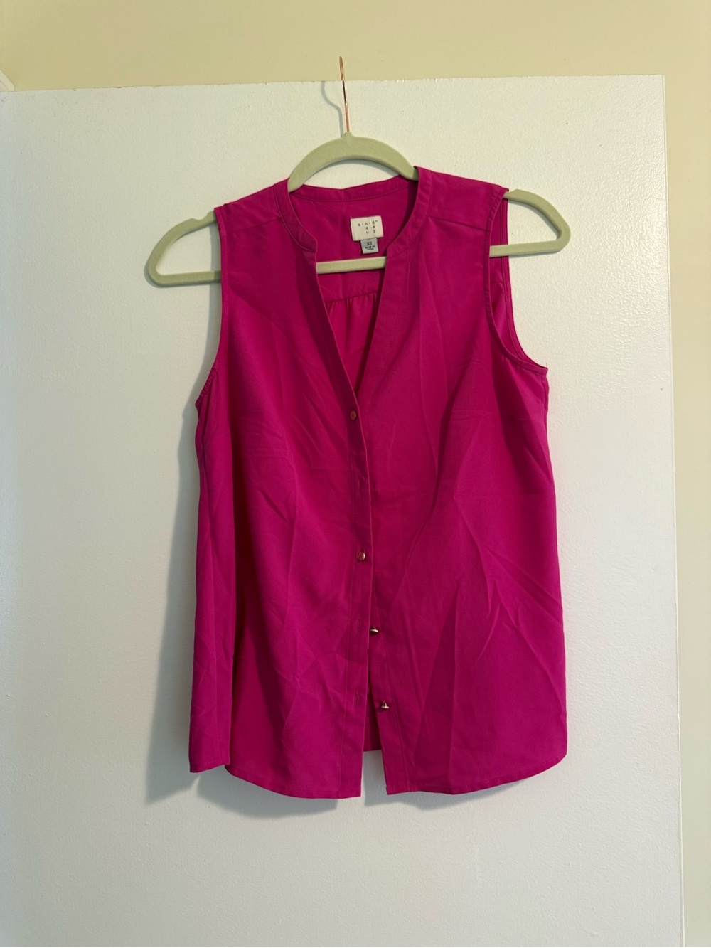 a new day Sleeveless Button-Front Blouse - Fuchsia Pink